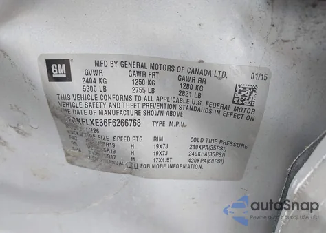 2015 GMC Terrain Slt-1 из США, поврежденный, VIN 2GKFLXE36F6266768